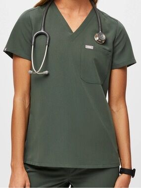 Figs moss Green V-Neck Medical Top